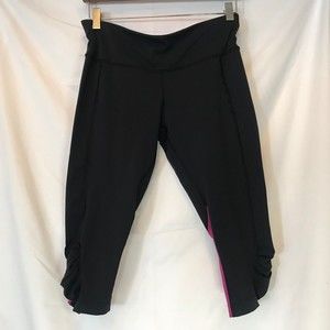 Lululemon Leggings Black Pink Ruch Crop Running Yoga Active Ladies size 8